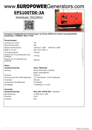Dízel generátorok Europower EPS100TDE-3A (MA)