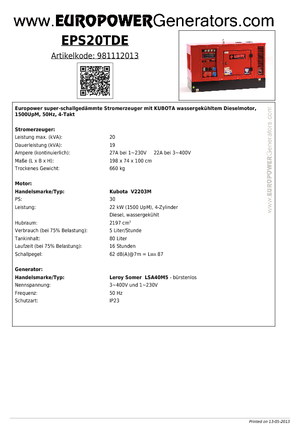Dízel generátorok Europower EPS20TDE (LS)