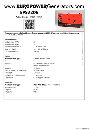 Dízel generátorok Europower EPS 32 DE (MA)