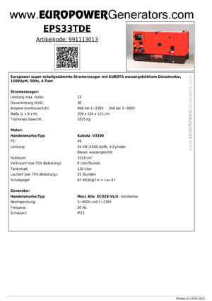 Dízel generátorok Europower EPS 33 TDE (MA)