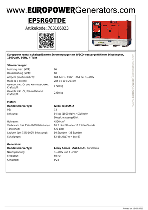 Dízel generátorok Europower EPSR60TDE (LS)