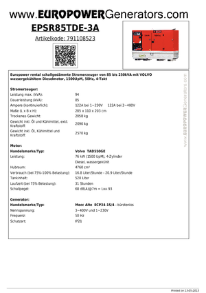 Dízel generátorok Europower EPSR85TDE-3A (MA)