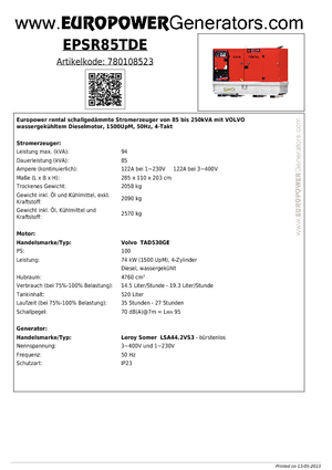 Dízel generátorok Europower EPSR85TDE (LS)