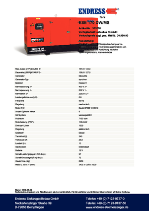 Dízel generátorok Endress ESE 170 DW-MS