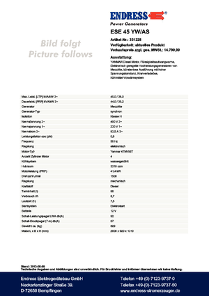 Dízel generátorok Endress ESE 45 YW/AS 