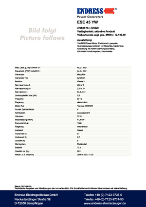 Dízel generátorok Endress ESE 45 YW 