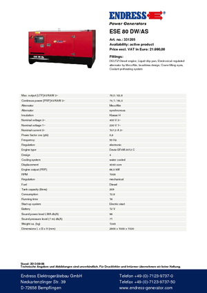 Dízel generátorok Endress ESE 80 DW-AS