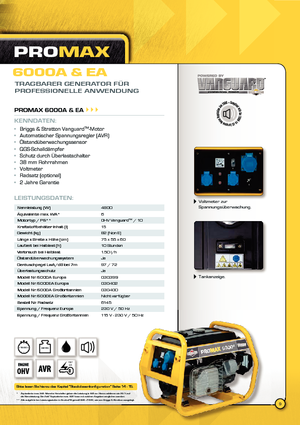 Dízel generátorok Vanguard Promax 6000 EA