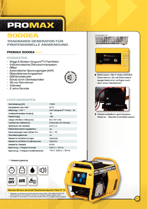 Dízel generátorok Vanguard Promax 9000 EA