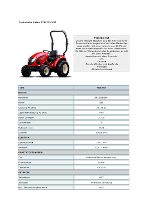 4WD traktorok TYM T233