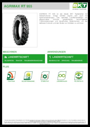 Mezőgazdasági abroncsok BKT AGRIMAX RT 955 270/95 R 36