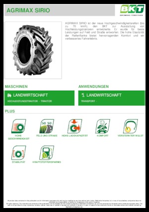 Mezőgazdasági abroncsok BKT AGRIMAX SIRIO 540/65 R 38