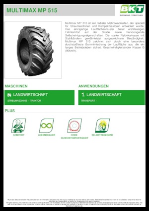 Mezőgazdasági abroncsok BKT MULTIMAX MP 515 445/65 R 22.5 MPT