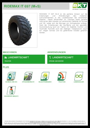 Mezőgazdasági abroncsok BKT RIDEMAX IT 697 M+S 600/70 R30