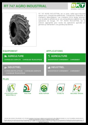 Mezőgazdasági abroncsok BKT RT 747 AGRO INDUSTRIAL 460/70 R 24