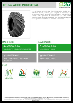 Mezőgazdasági abroncsok BKT RT 747 AGRO INDUSTRIAL 460/70 R 24