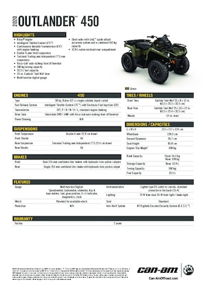 ATVk és Quadok can-am OUTLANDER 450 