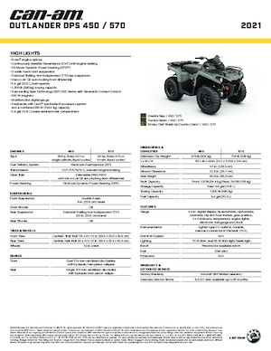 ATVk és Quadok can-am OUTLANDER 450 DPS 