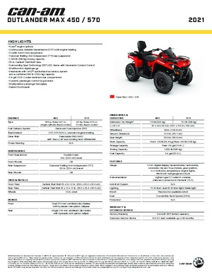 ATVk és Quadok can-am OUTLANDER 450 MAX 