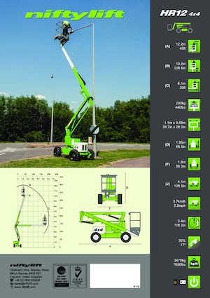 Gumikerekes töretőgémes munkaállványok Niftylift HR12DE