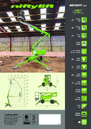 Gumikerekes töretőgémes munkaállványok Niftylift SD120T