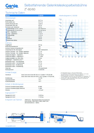 Gumikerekes töretőgémes munkaállványok Genie Z-80/60