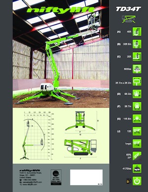 Lánctalpas töretőgémes munkaállványok Niftylift TD34T