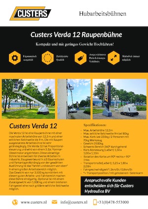 Lánctalpas teleszkópgémes munkaállványok Custers Verda 12