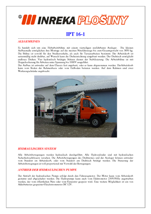 Tehergépkocsira szerelt teleszkópos munkaállványok Inreka IPT 16-1