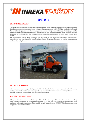 Tehergépkocsira szerelt teleszkópos munkaállványok Inreka IPT 16-1