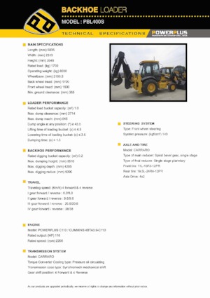 Árokásó-rakodók PowerPlus PBL400S