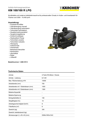 Kompakt seprógépek Kärcher KM 100/100 R LPG