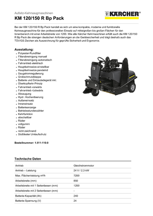 Kompakt seprógépek Kärcher KM 120/150 R Bp Pack