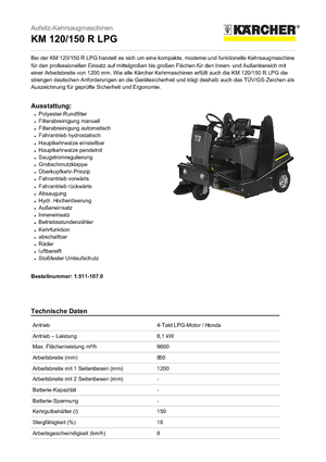 Kompakt seprógépek Kärcher KM 120/150 R Lpg