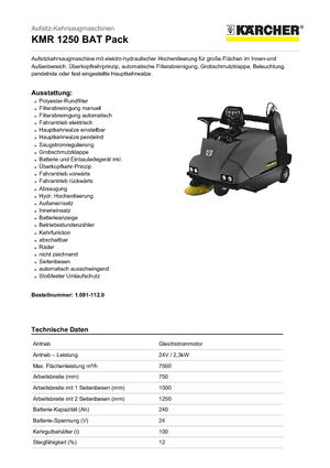 Kompakt seprógépek Kärcher KMR 1250 BAT Pack