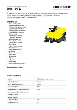 Kompakt seprógépek Kärcher KMR 1550 D