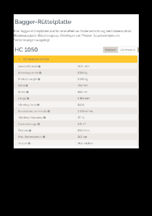 Tömörítők kotrógépekhez Epiroc HC 1050 