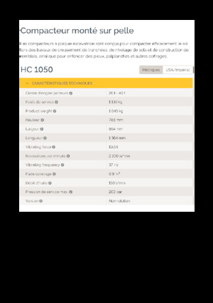 Tömörítők kotrógépekhez Epiroc HC 1050 