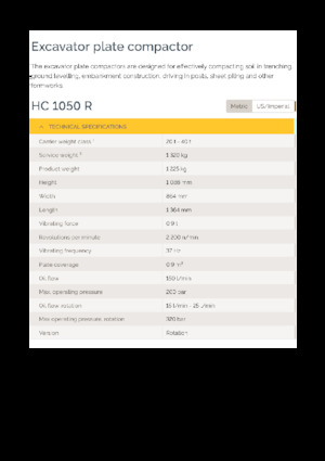 Tömörítők kotrógépekhez Epiroc HC 1050 R 