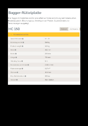 Tömörítők kotrógépekhez Epiroc HC 150 