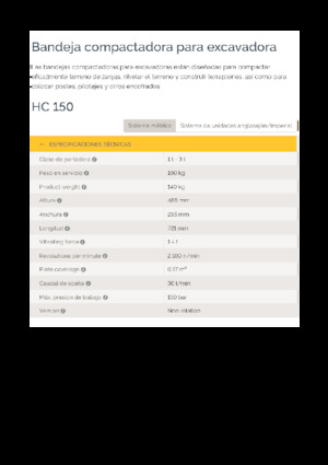 Tömörítők kotrógépekhez Epiroc HC 150 