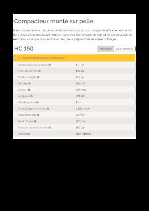 Tömörítők kotrógépekhez Epiroc HC 150 