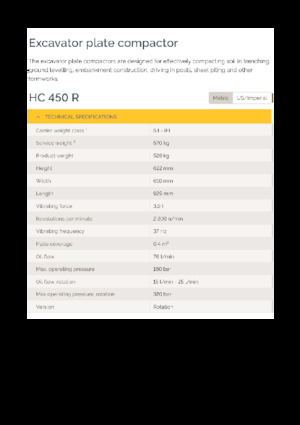 Tömörítők kotrógépekhez Epiroc HC 450 R 