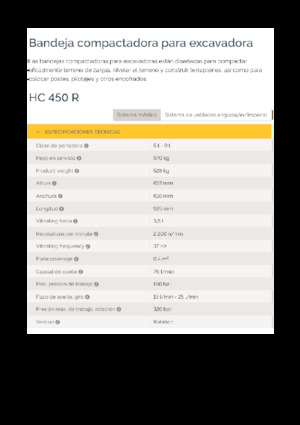 Tömörítők kotrógépekhez Epiroc HC 450 R 