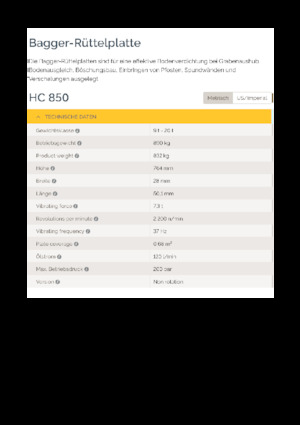 Tömörítők kotrógépekhez Epiroc HC 850 