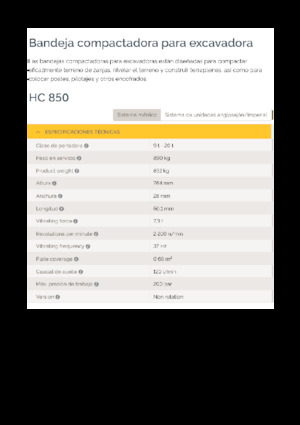 Tömörítők kotrógépekhez Epiroc HC 850 