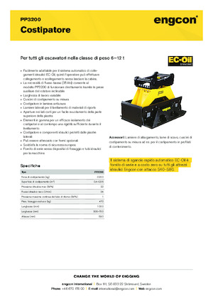 Tömörítők kotrógépekhez engcon PP3200