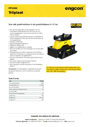 Tömörítők kotrógépekhez engcon PP3200