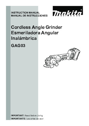Vezetéknélküli sarokcsiszolók Makita GAG03M1