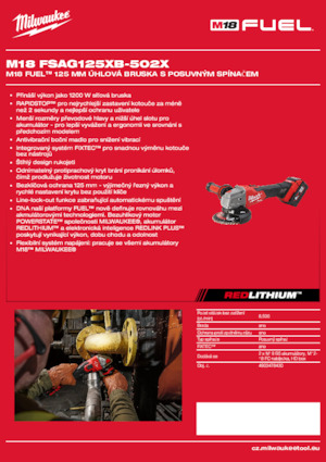 Vezetéknélküli sarokcsiszolók Milwaukee M18 FSAG125XB-502X